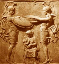 Greek Warriors banging their shields
