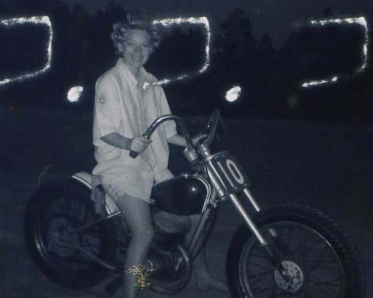 Claire on the dirt bike